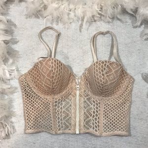 VS Cream Zipper Bra